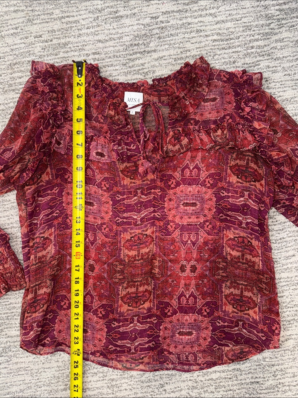 MISA Raffi Top Maroon Ruffle Large Anthropologie - Picture 8 of 13